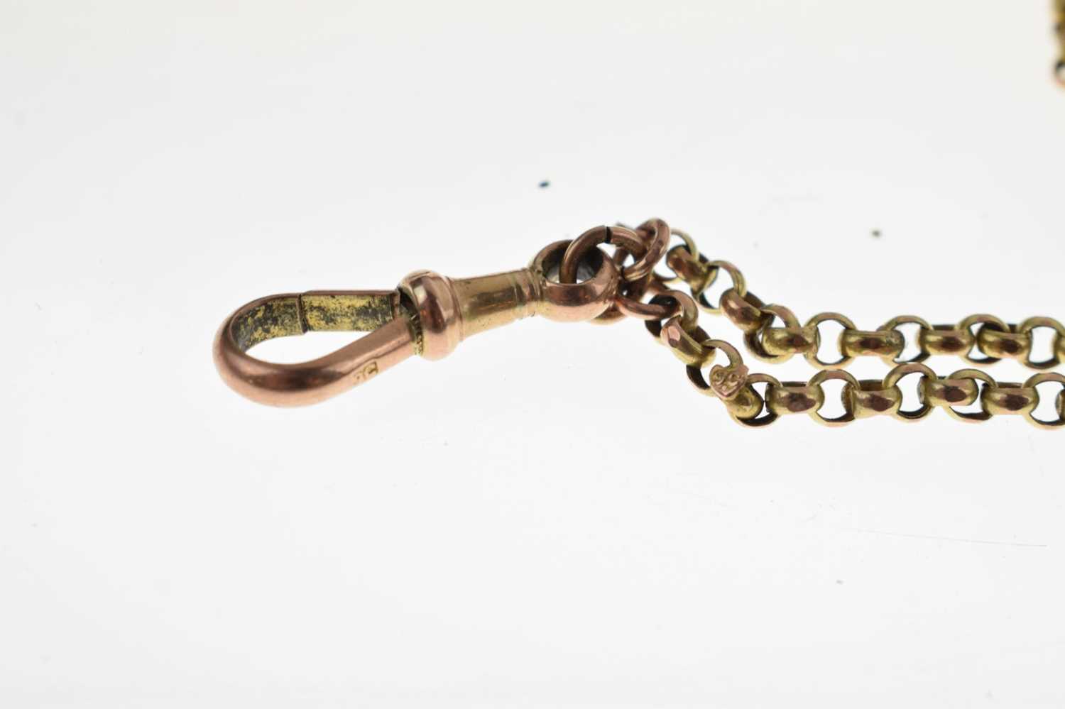 9ct gold belcher link long guard chain - Image 4 of 5