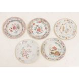 Four Chinese Export porcelain plates, and a bowl