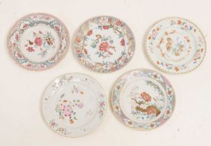 Four Chinese Export porcelain plates, and a bowl