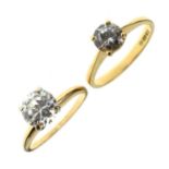 Cubic zirconia 18ct gold ring and a cubic zirconia 14ct gold ring(2)