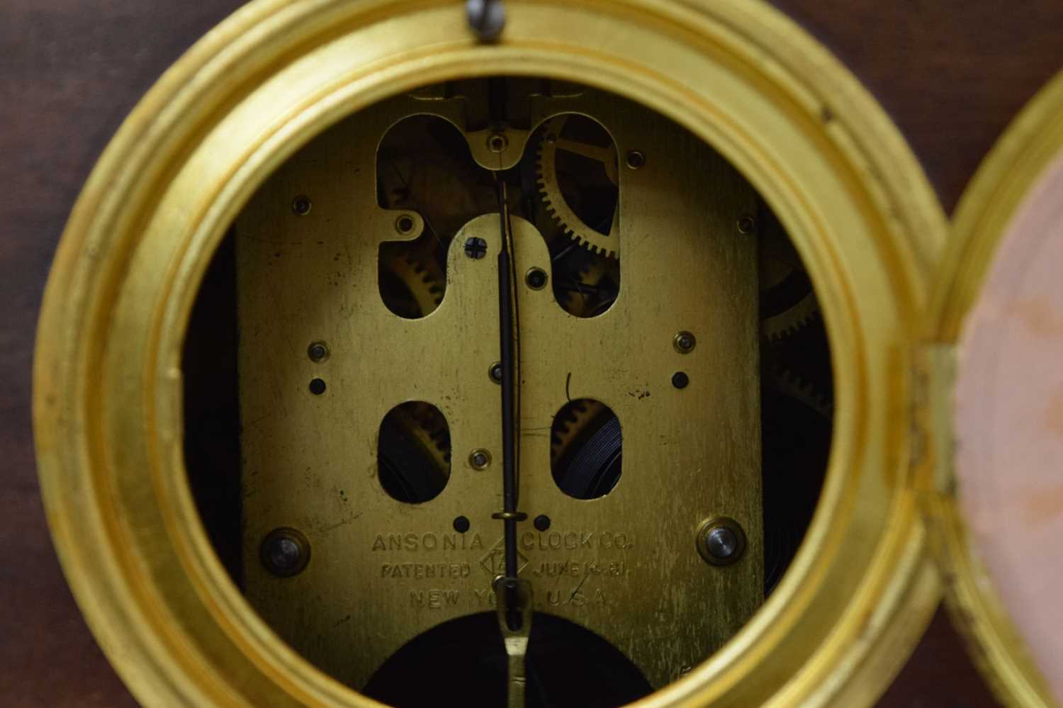 Edwardian inlaid mantel clock - Image 8 of 9
