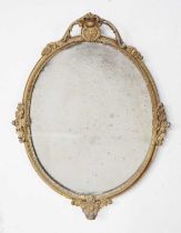 Giltwood and gesso oval wall mirror