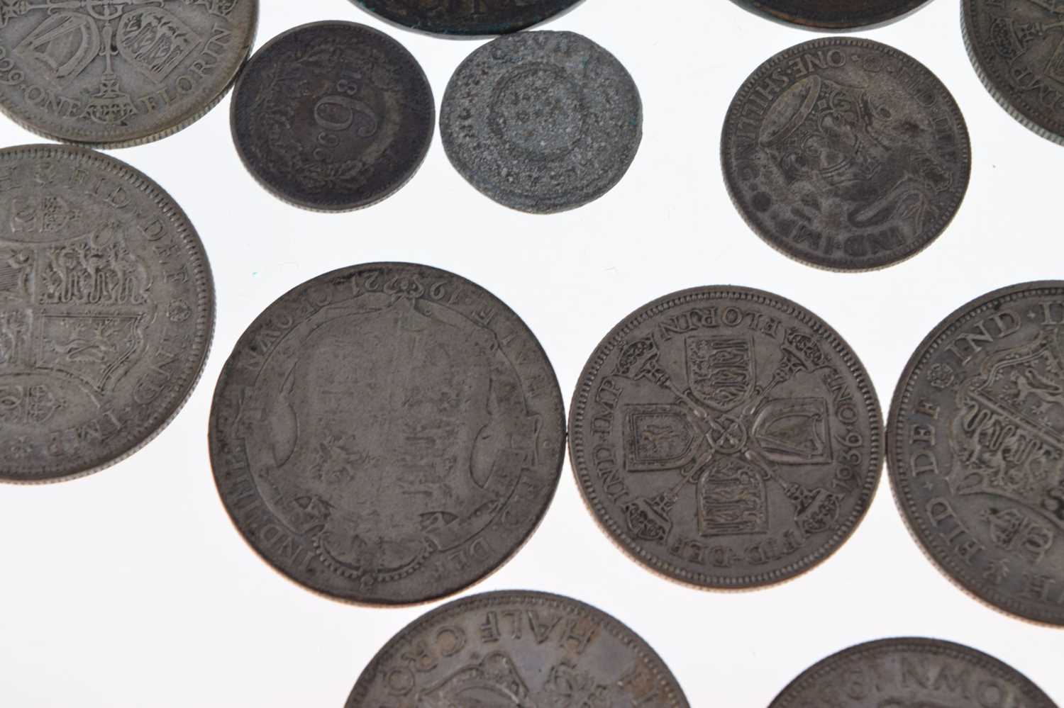 Quantity of George V and George IV silver coinage, bank token etc - Image 3 of 7