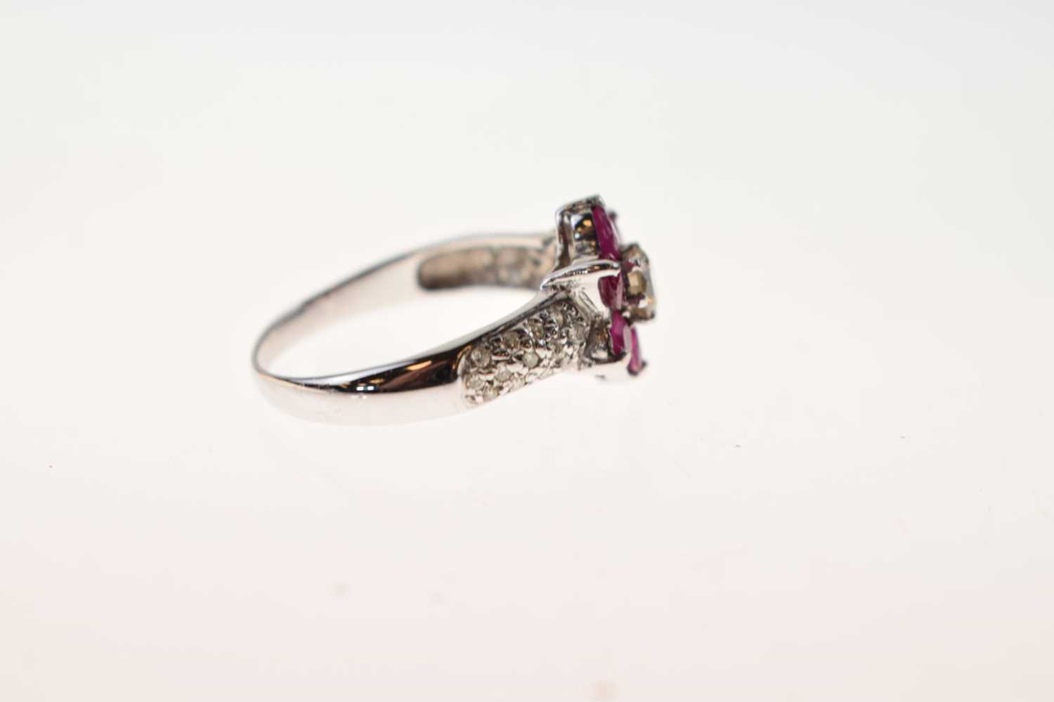 Ruby and diamond daisy cluster ring - Image 4 of 6