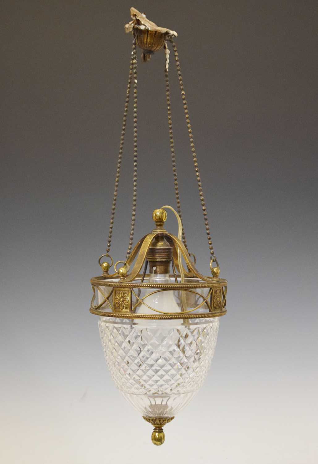 20th century cut glass and gilt metal ceiling light