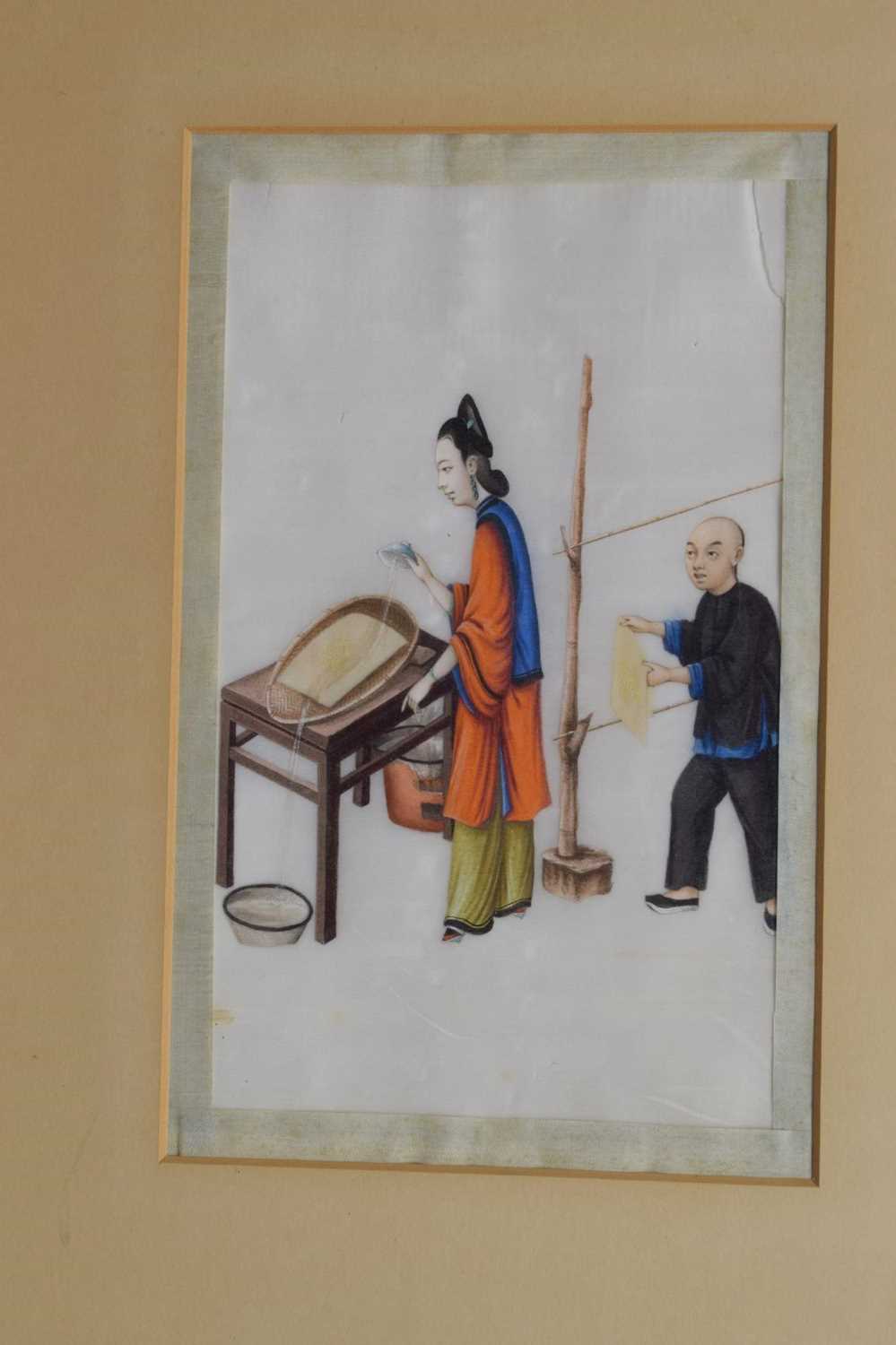 Five 19th century Chinese watercolours on pith paper - Image 29 of 33