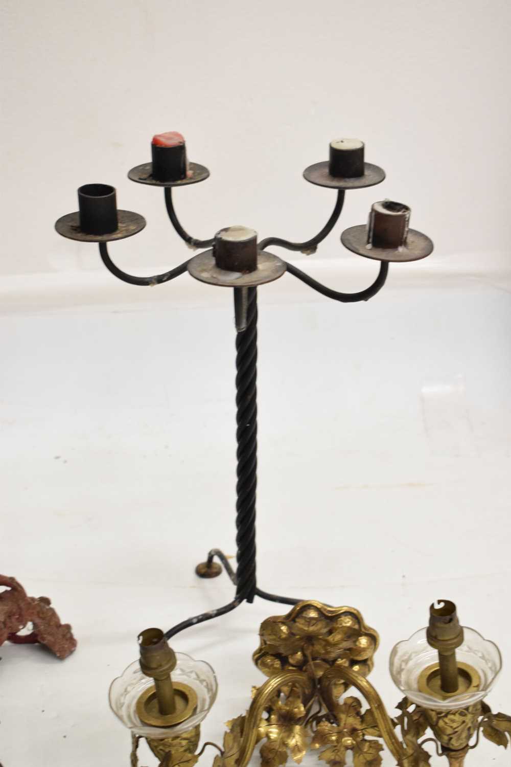 Red painted cast metal candlestick - Image 5 of 9