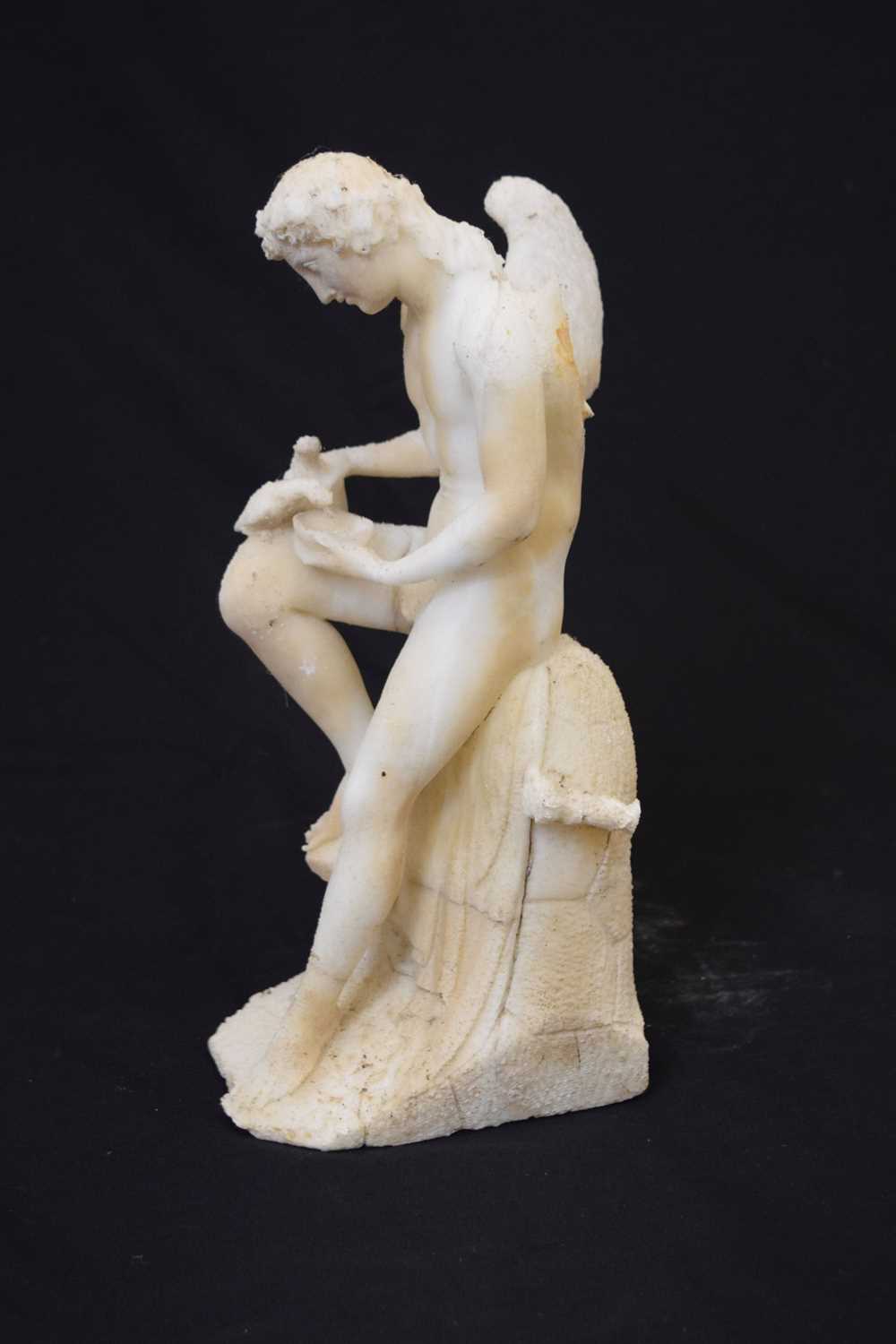 Alabaster figure of a winged angle with two doves - Image 8 of 8