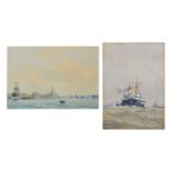 Fred T. Jane - Watercolour - 'HMS Hecate' and Kenneth Allington Yockney - Watercolour - 'View of Por