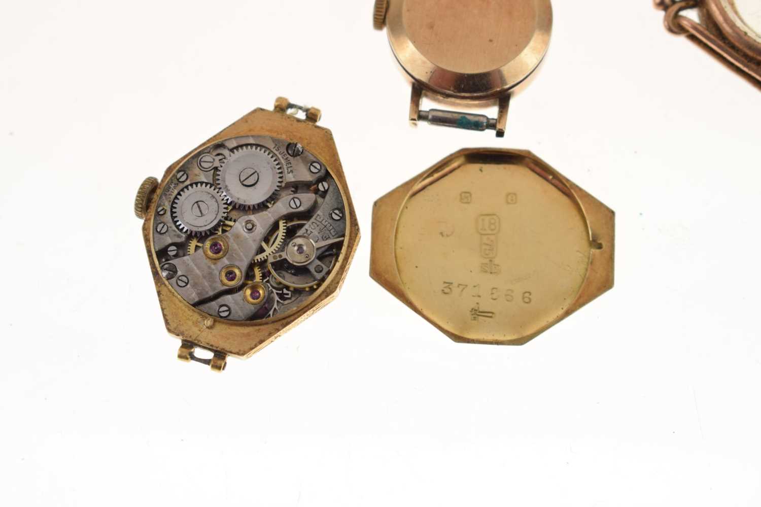 Lady's 18ct gold octagonal cased watch head, 9ct gold cased Omega, etc - Image 7 of 10