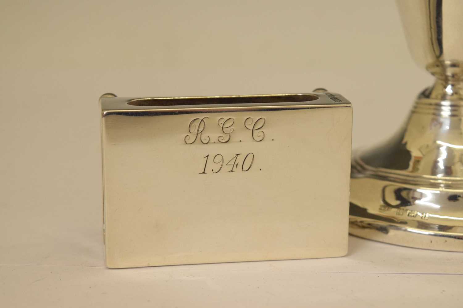 Victorian silver pepperette, silver match holder, silver matchbox sleeve, etc - Image 3 of 10