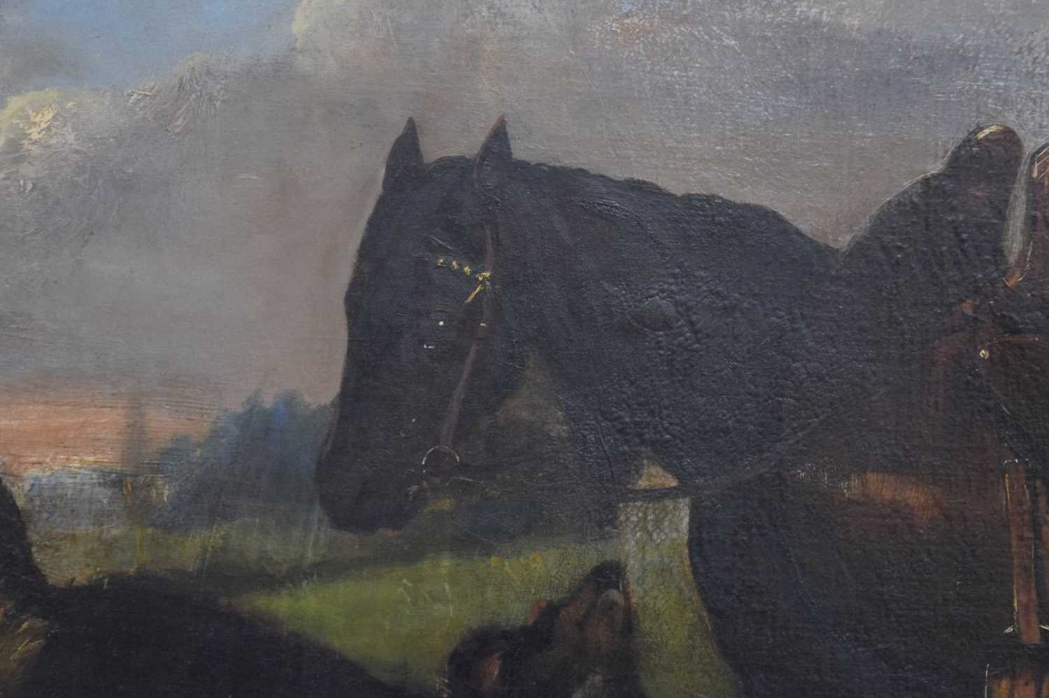 19th century oil on canvas - Horse and dog in a rural setting - Image 6 of 11