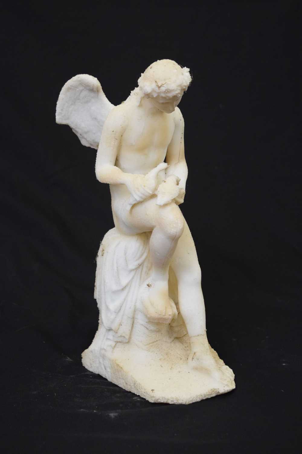 Alabaster figure of a winged angle with two doves - Image 3 of 8