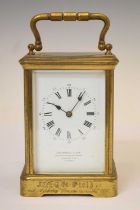 Late 19th century brass carriage clock