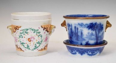 19th century French ice bucket/planter and a blue and white example