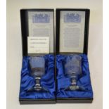 Pair of Old Vic Bristol glass commemorative goblets