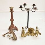 Red painted cast metal candlestick