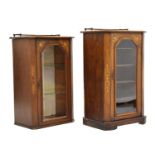 Two early 20th century mahogany inlaid music cabinet