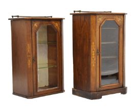 Two early 20th century mahogany inlaid music cabinet