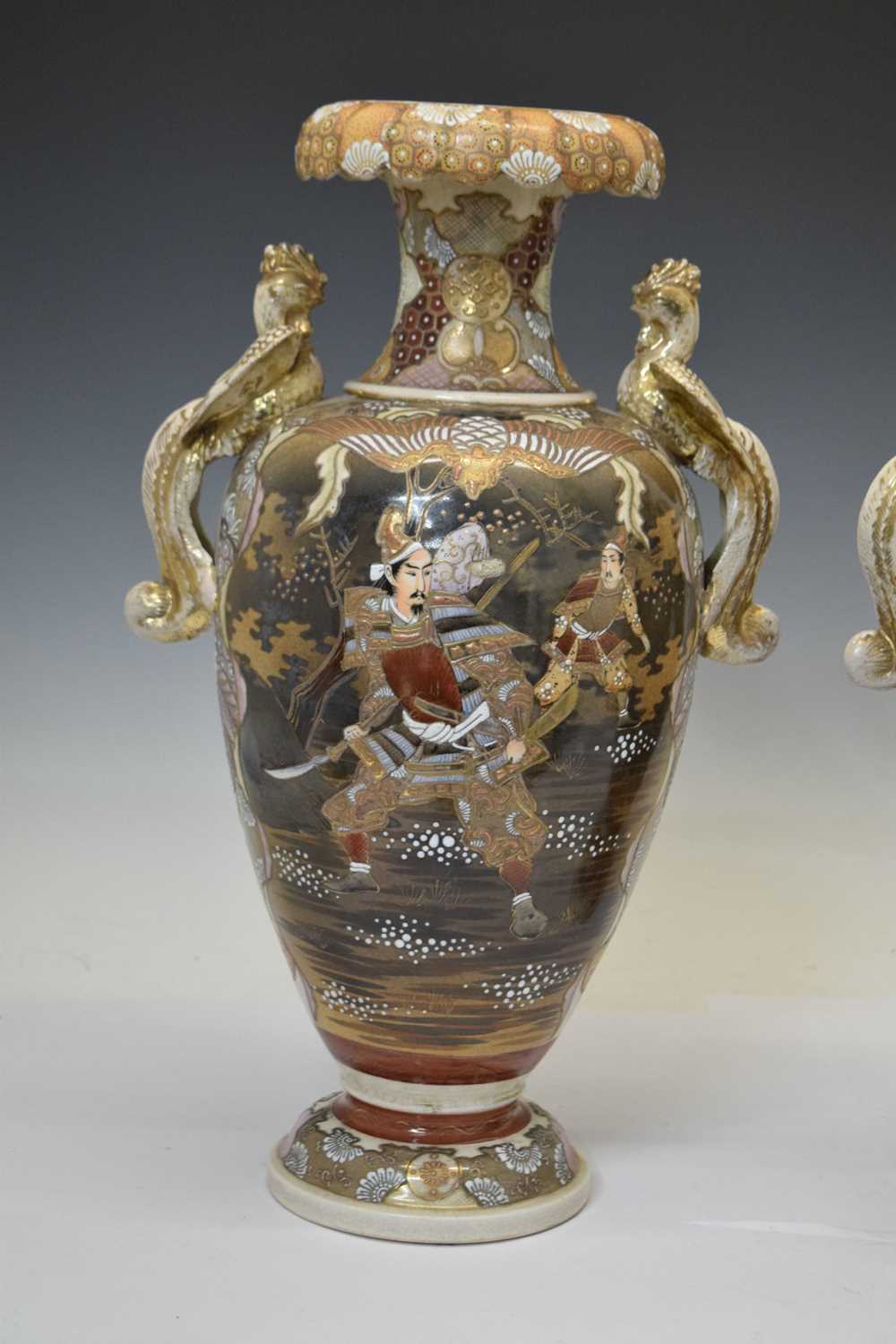 Pair of Japanese Satsuma vases - Image 3 of 9