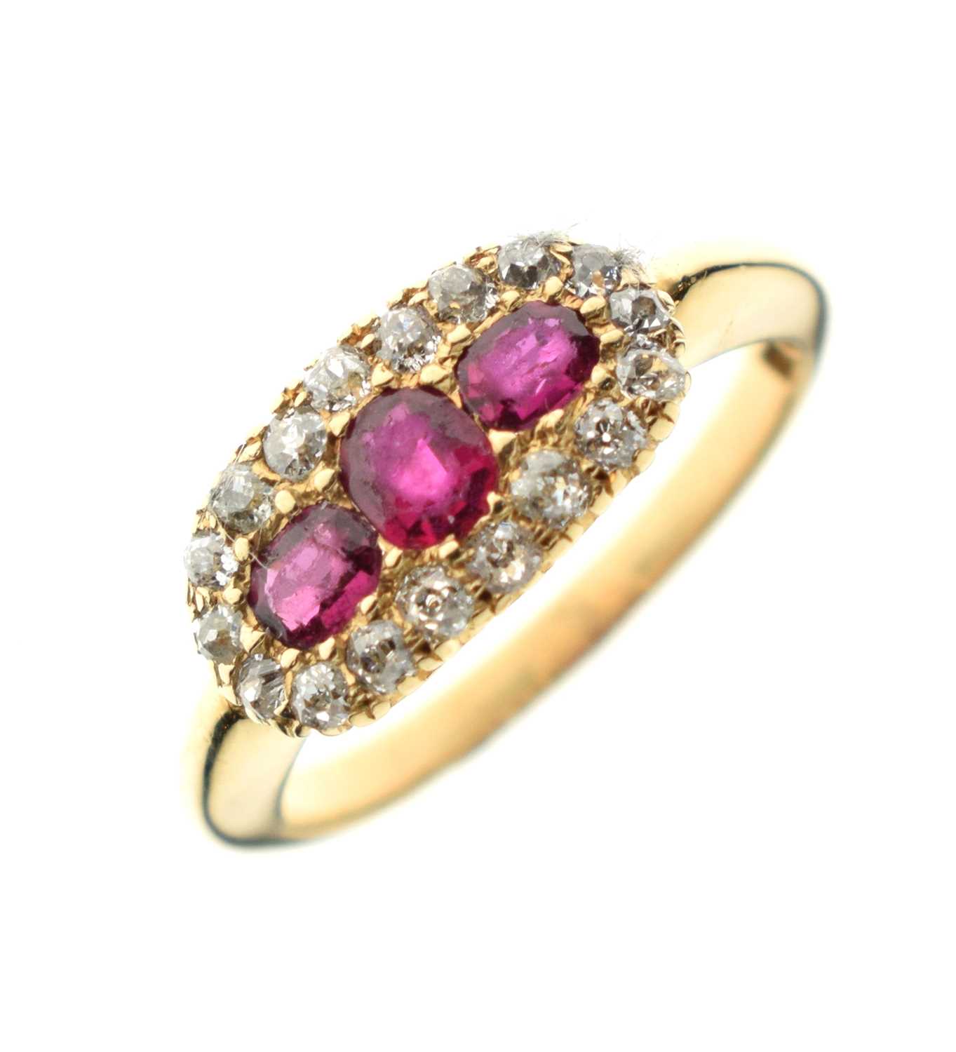 Ruby and diamond cluster ring