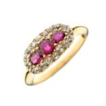 Ruby and diamond cluster ring