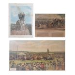 19th century coloured lithograph - 'Start of the Grand Prix' horse racing print