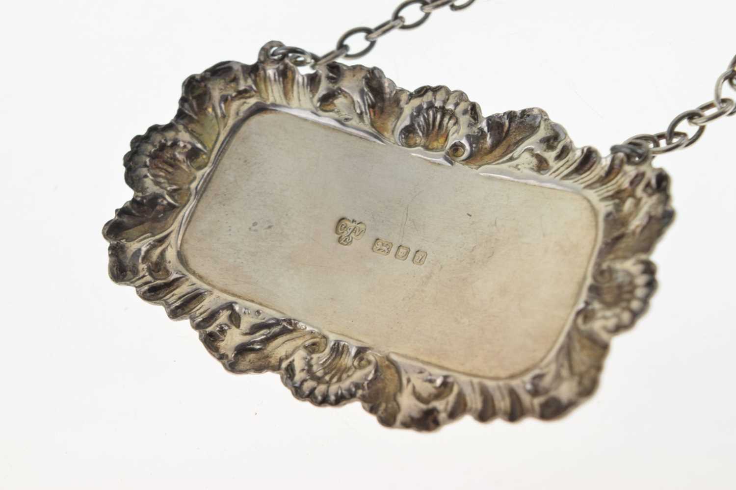 Early Victorian silver Madeira decanter label, and an Elizabeth II Port decanter label - Image 6 of 7