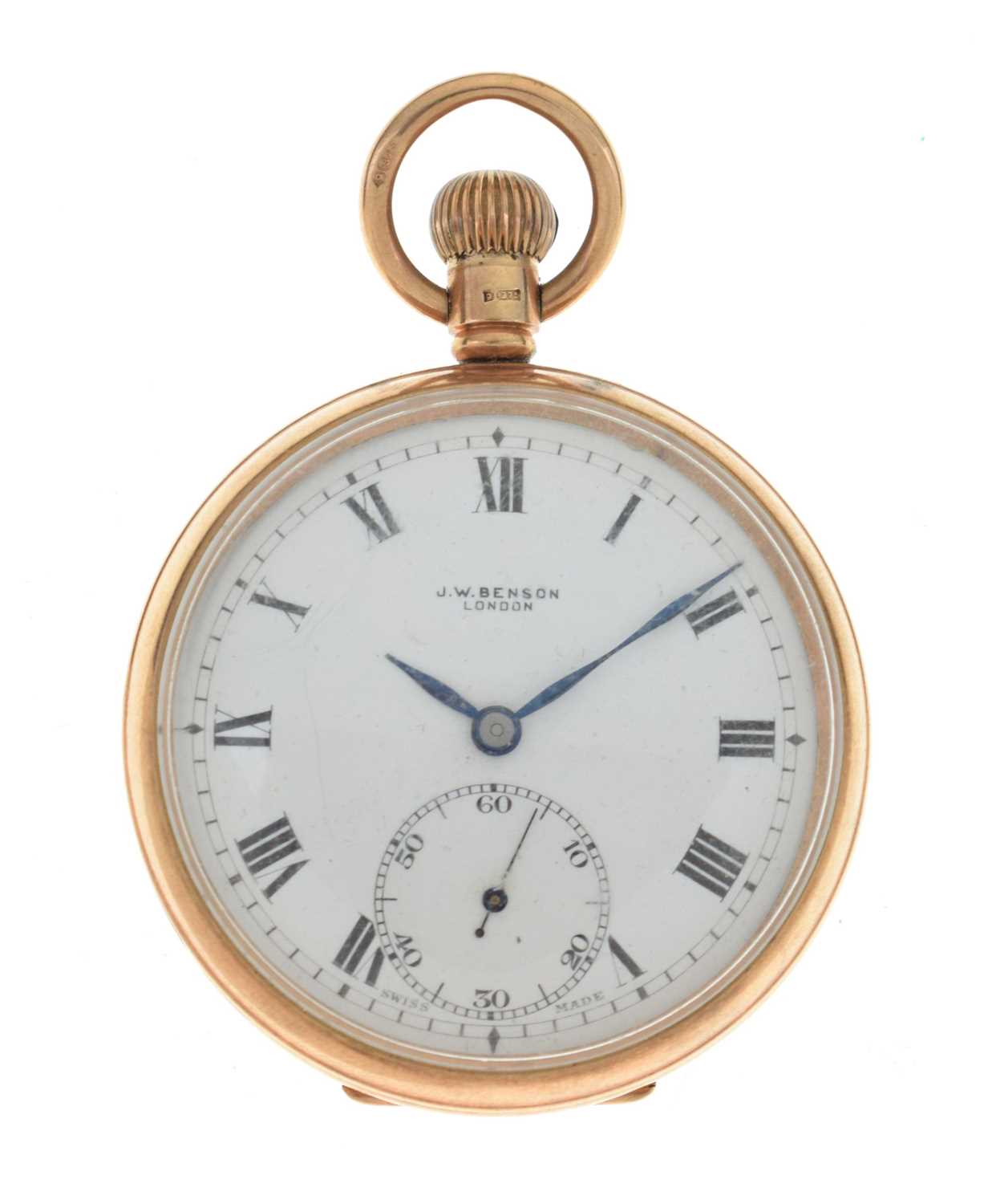 George V 9ct gold cased open-face pocket watch, J.W. Benson