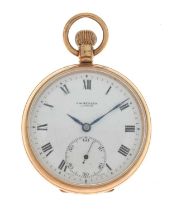 George V 9ct gold cased open-face pocket watch, J.W. Benson