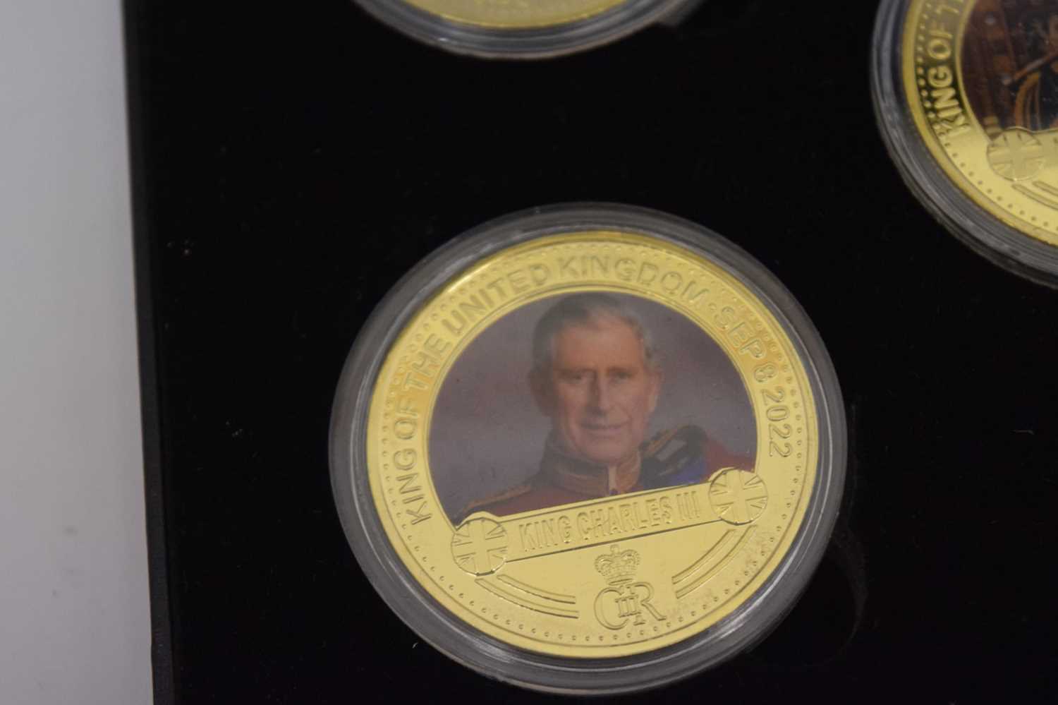 Gold-plated limited edition five-coin set commemorating Charles III - Image 5 of 7