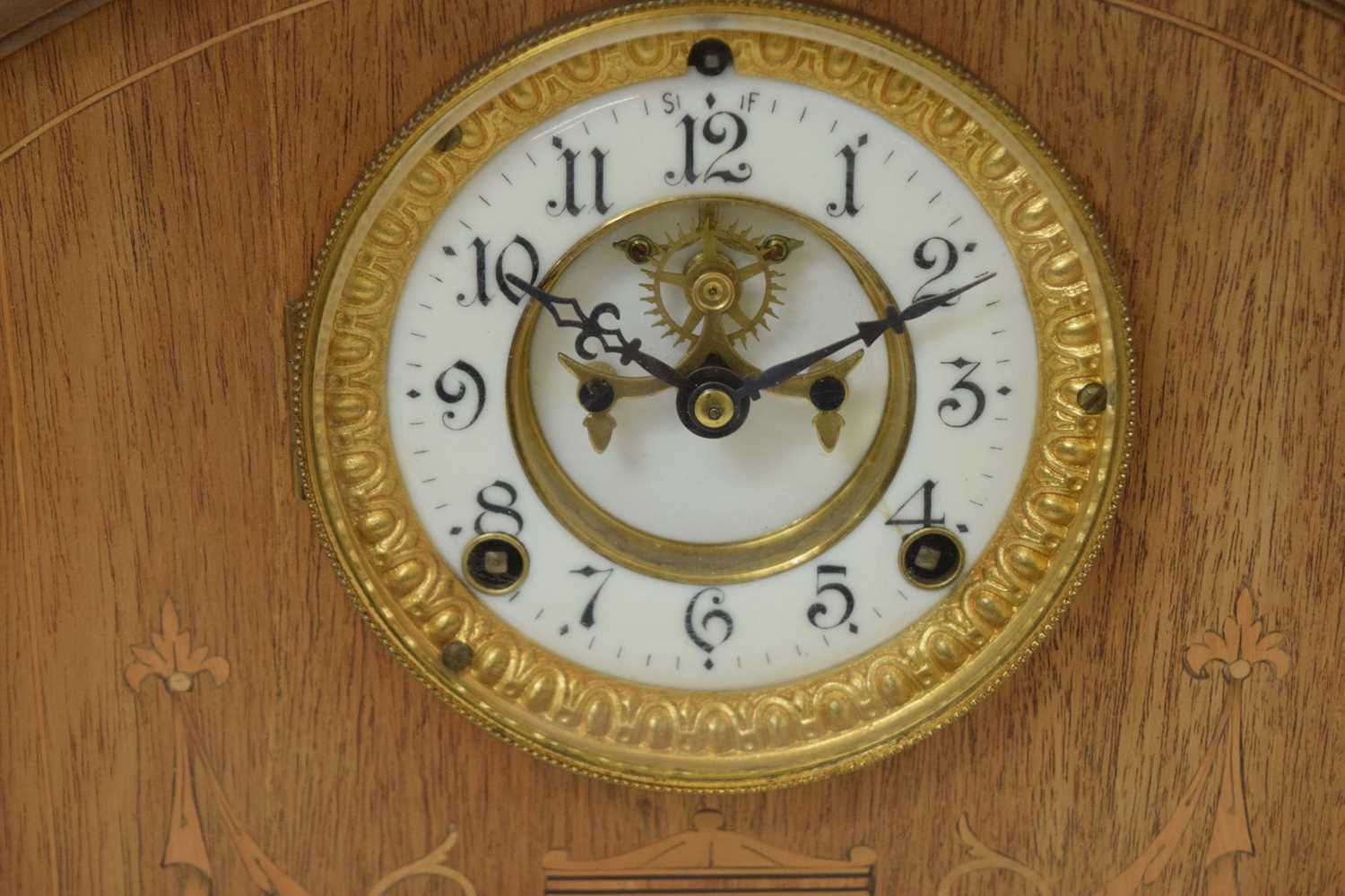 Edwardian inlaid mantel clock - Image 3 of 9