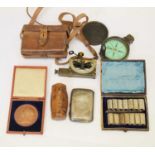 Late Victorian silver cigarette case, together with interesting miscellaneous items