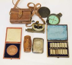 Late Victorian silver cigarette case, together with interesting miscellaneous items