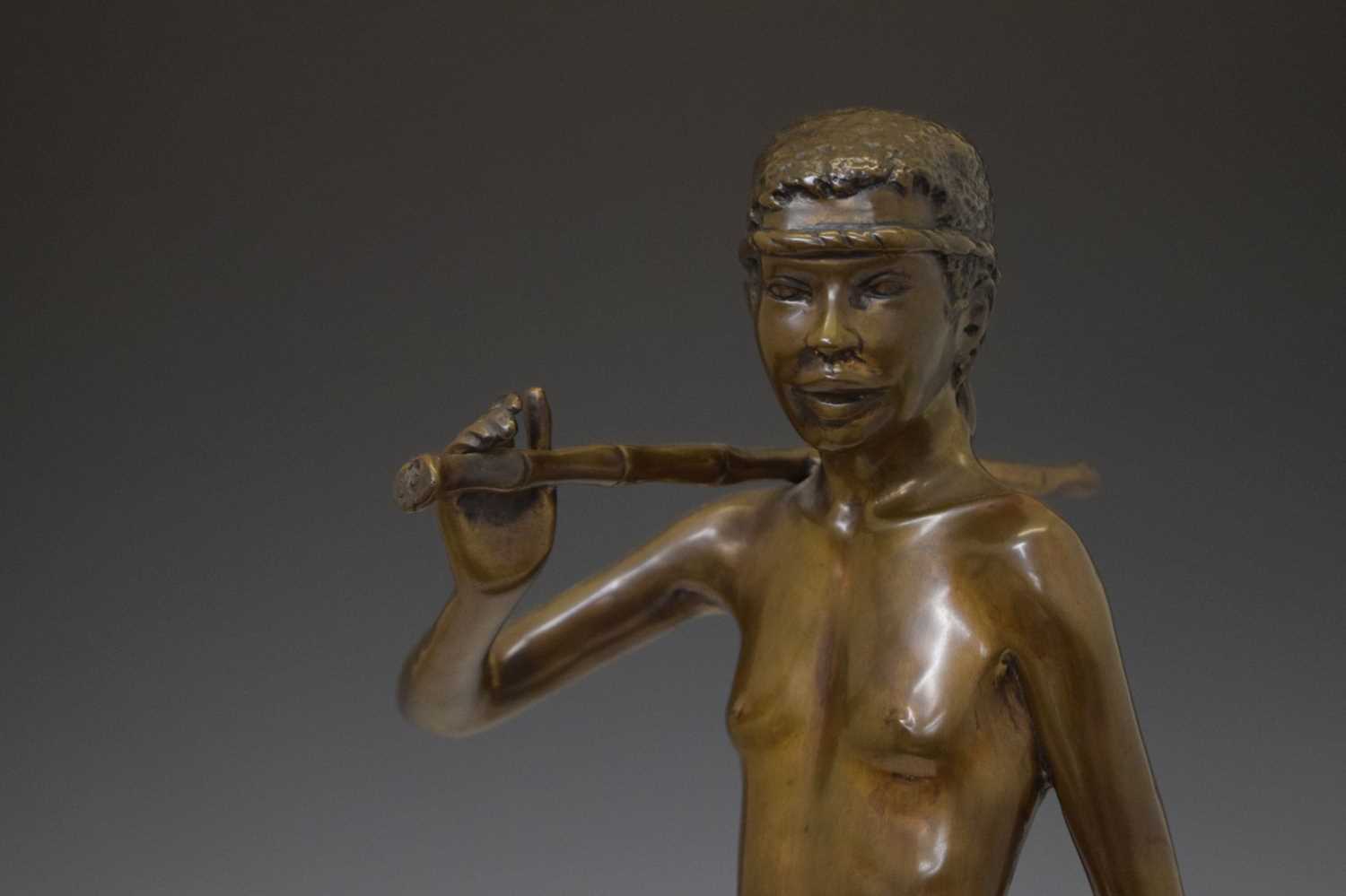 Modern bronze figure of a hunting tribesman - Image 3 of 9