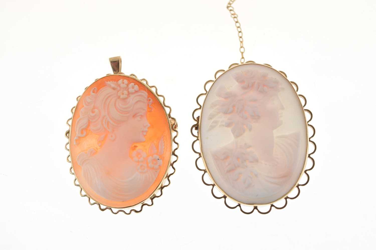 Two mid 20th century 9ct gold cameo brooches - Image 8 of 8