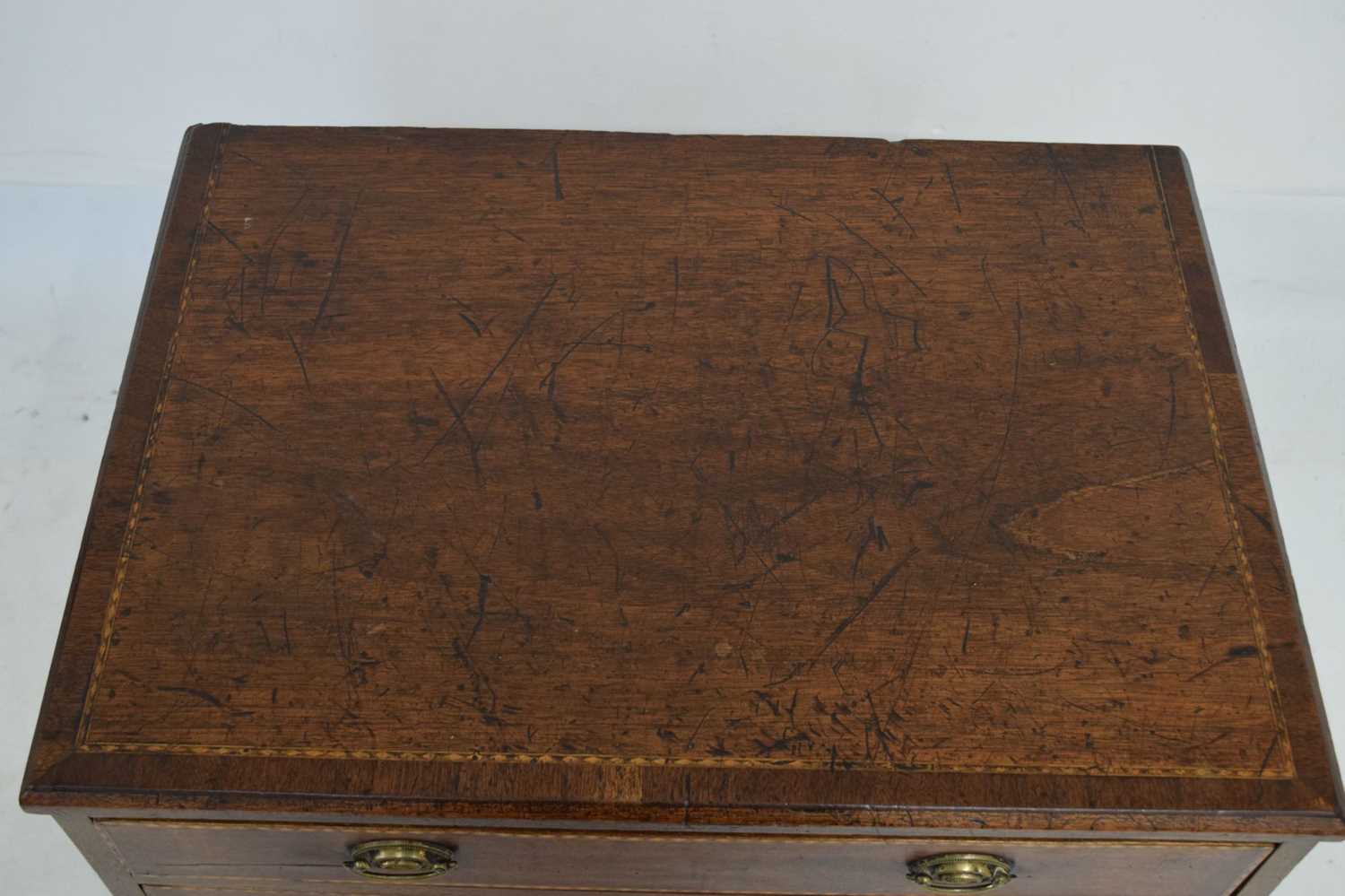 19th century inlaid small chest of four long drawers - Image 3 of 7