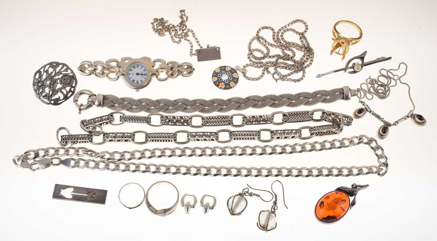 Assorted silver and white metal jewellery