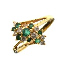 Emerald and diamond 18ct gold cluster ring