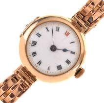 Early 20th century lady's 9ct gold cased bracelet watch