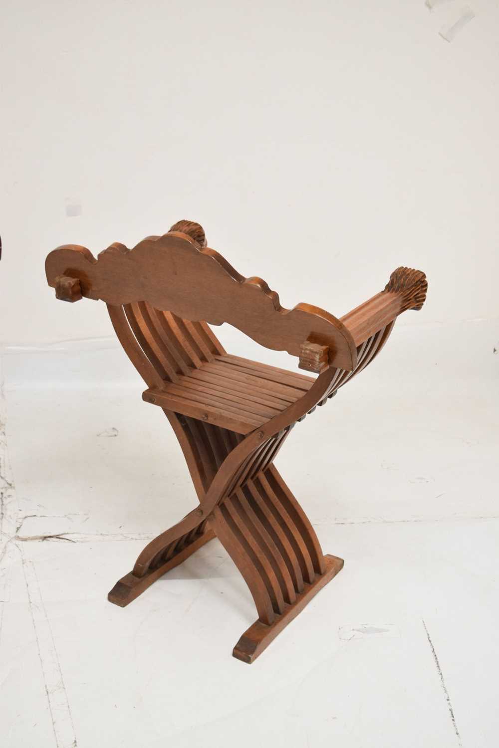 Pair of mahogany X frame folding thrones - Image 9 of 10