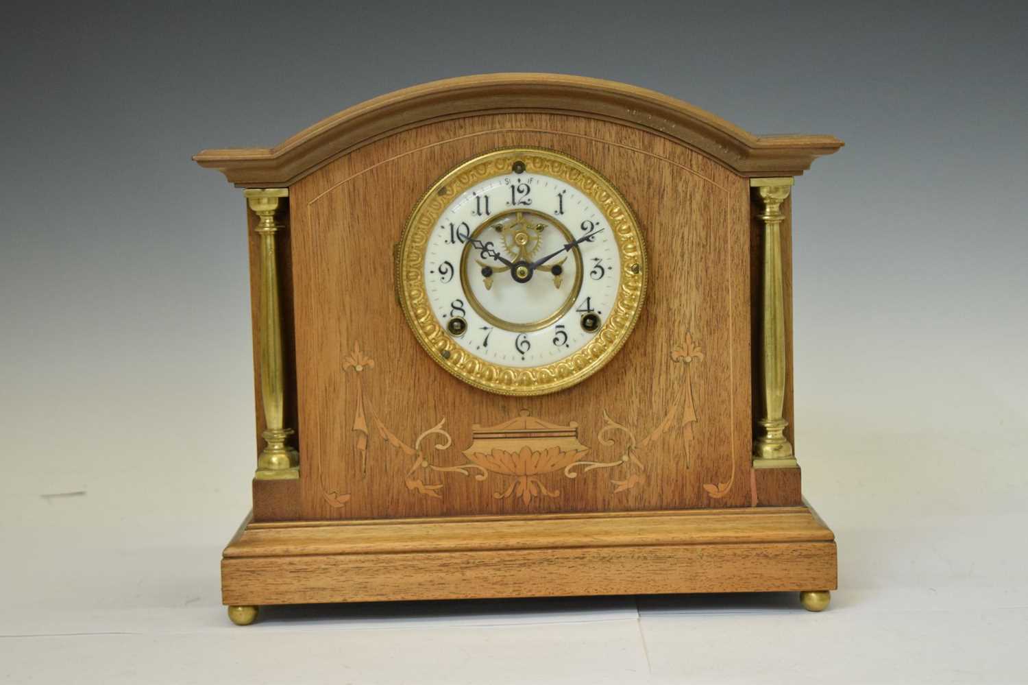 Edwardian inlaid mantel clock - Image 2 of 9