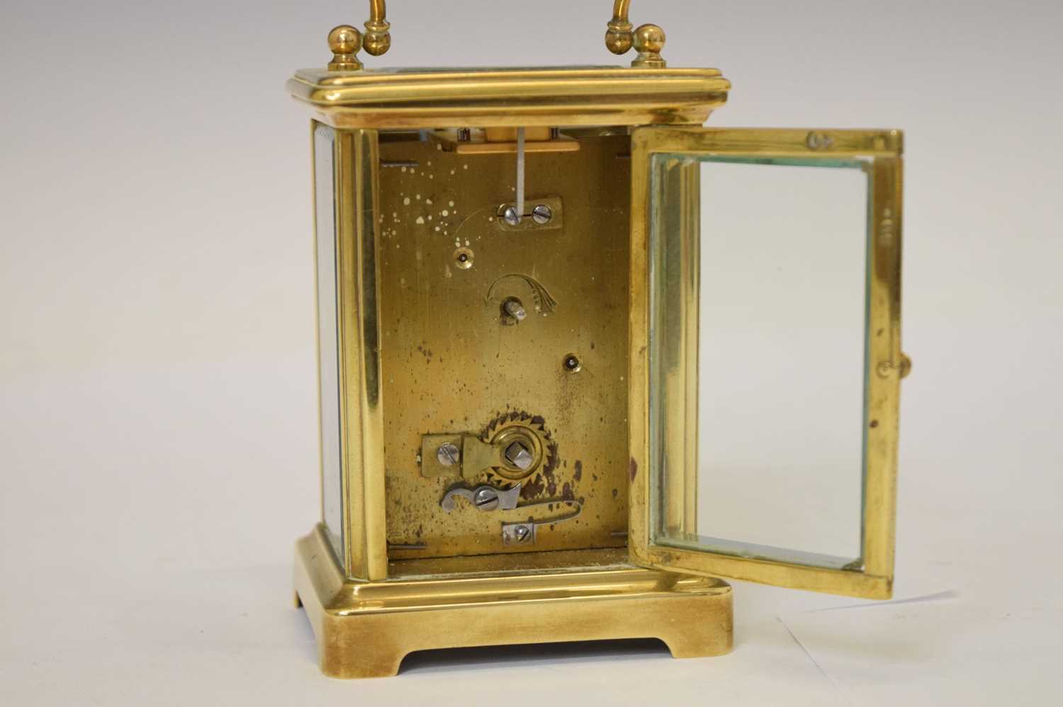 French brass cased carriage timepiece - Image 5 of 9