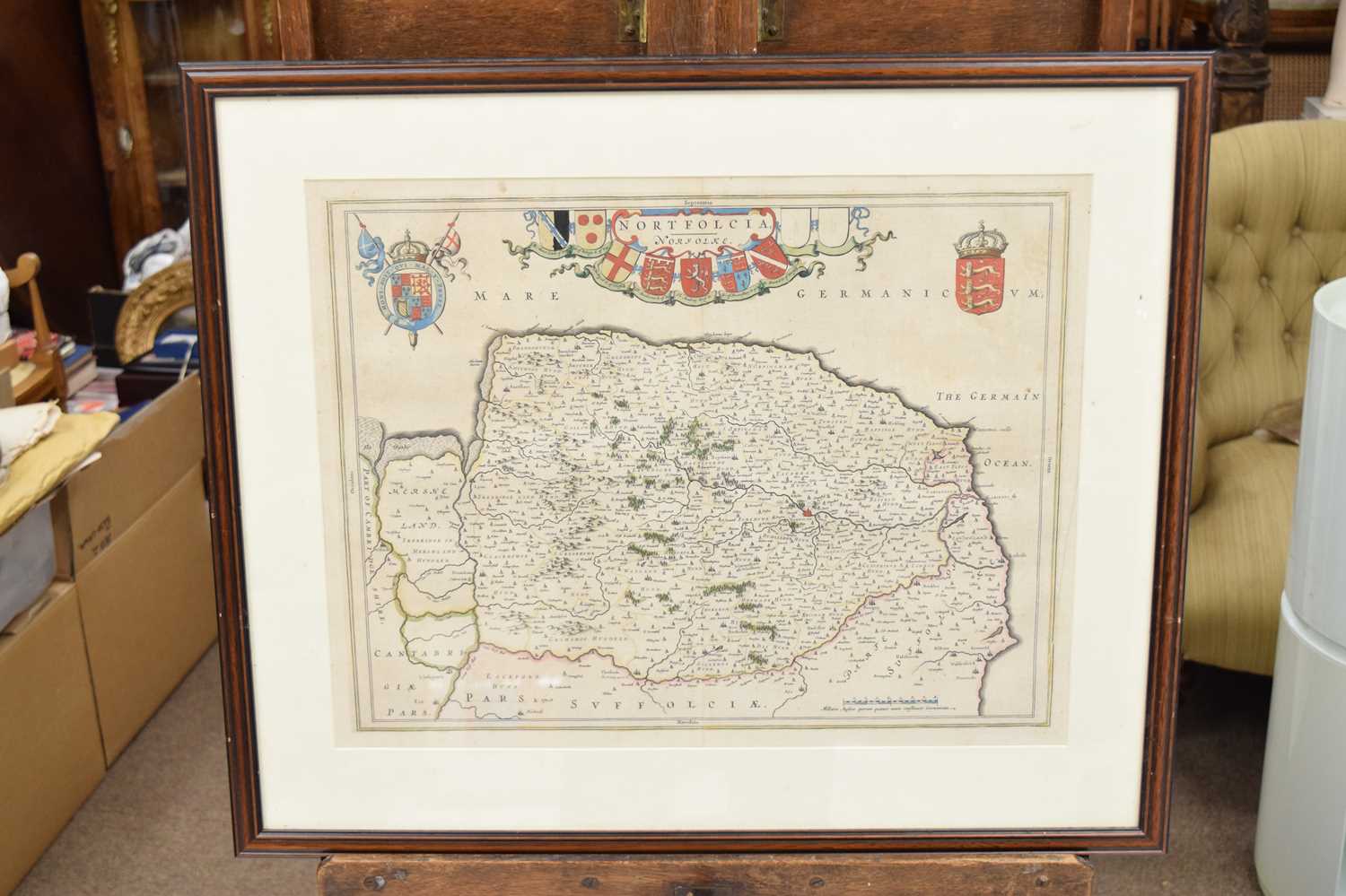 Johannes Blaeu - 17th century hand-coloured county map of Norfolk - Image 9 of 13