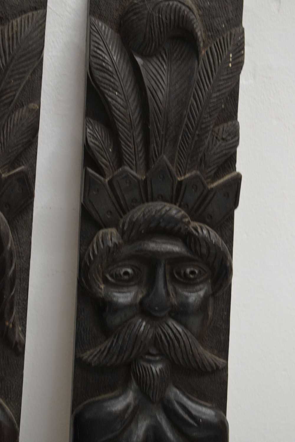 Pair of carved oak Atlantes or figural pilasters - Image 4 of 7