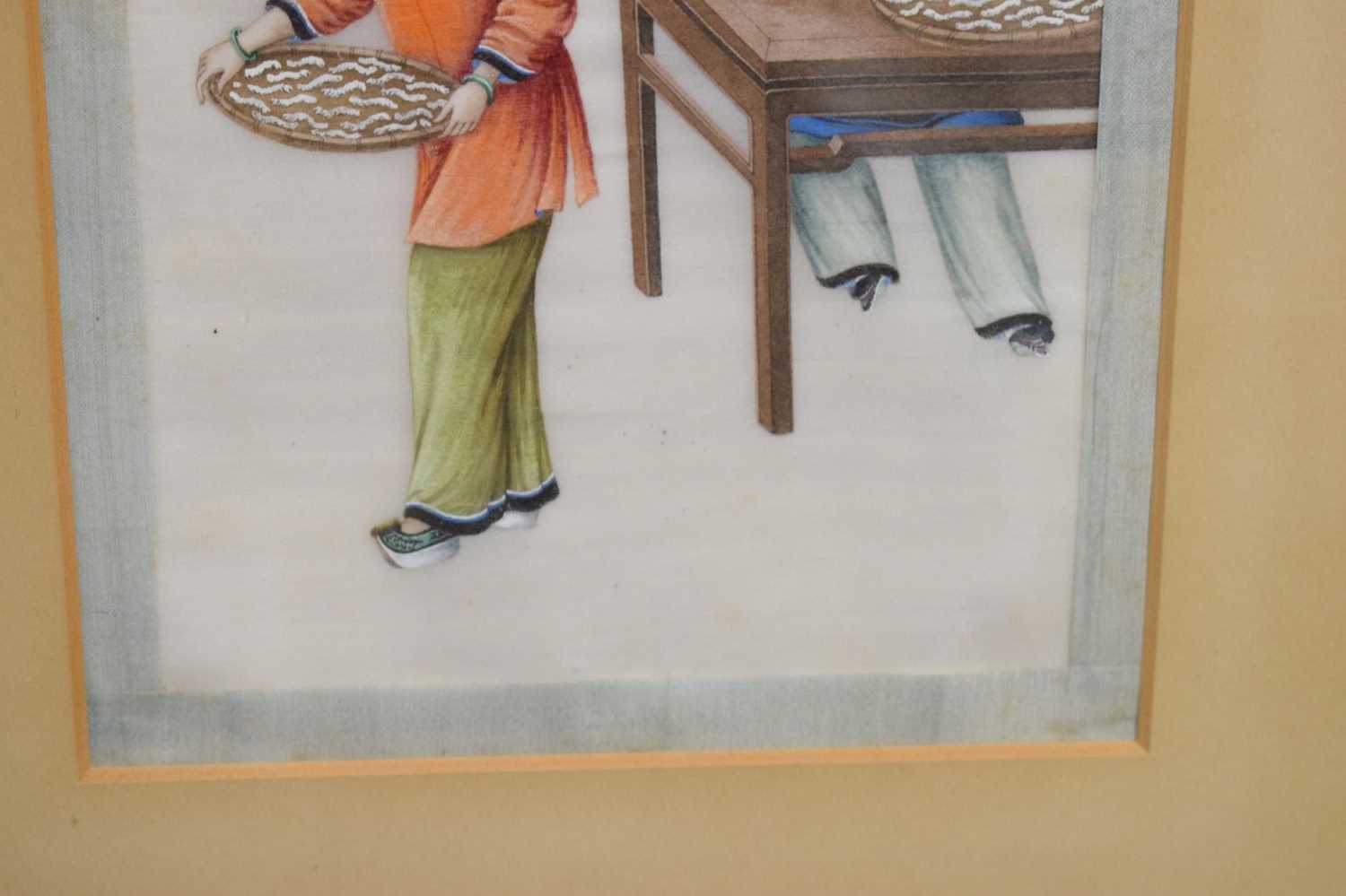 Five 19th century Chinese watercolours on pith paper - Image 13 of 33