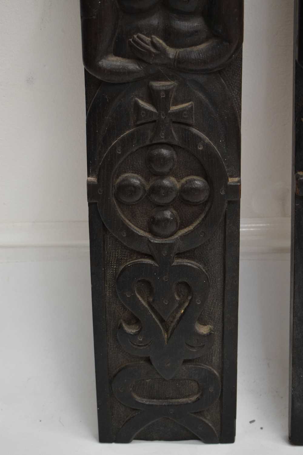 Pair of carved oak Atlantes or figural pilasters - Image 6 of 7