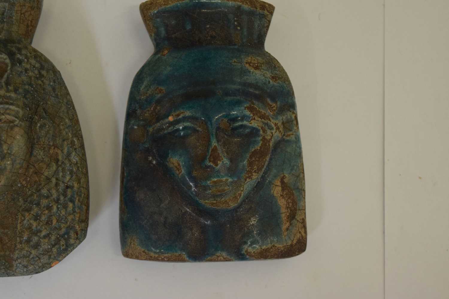 Two blue glazed faience Pharoah masks - Image 4 of 6