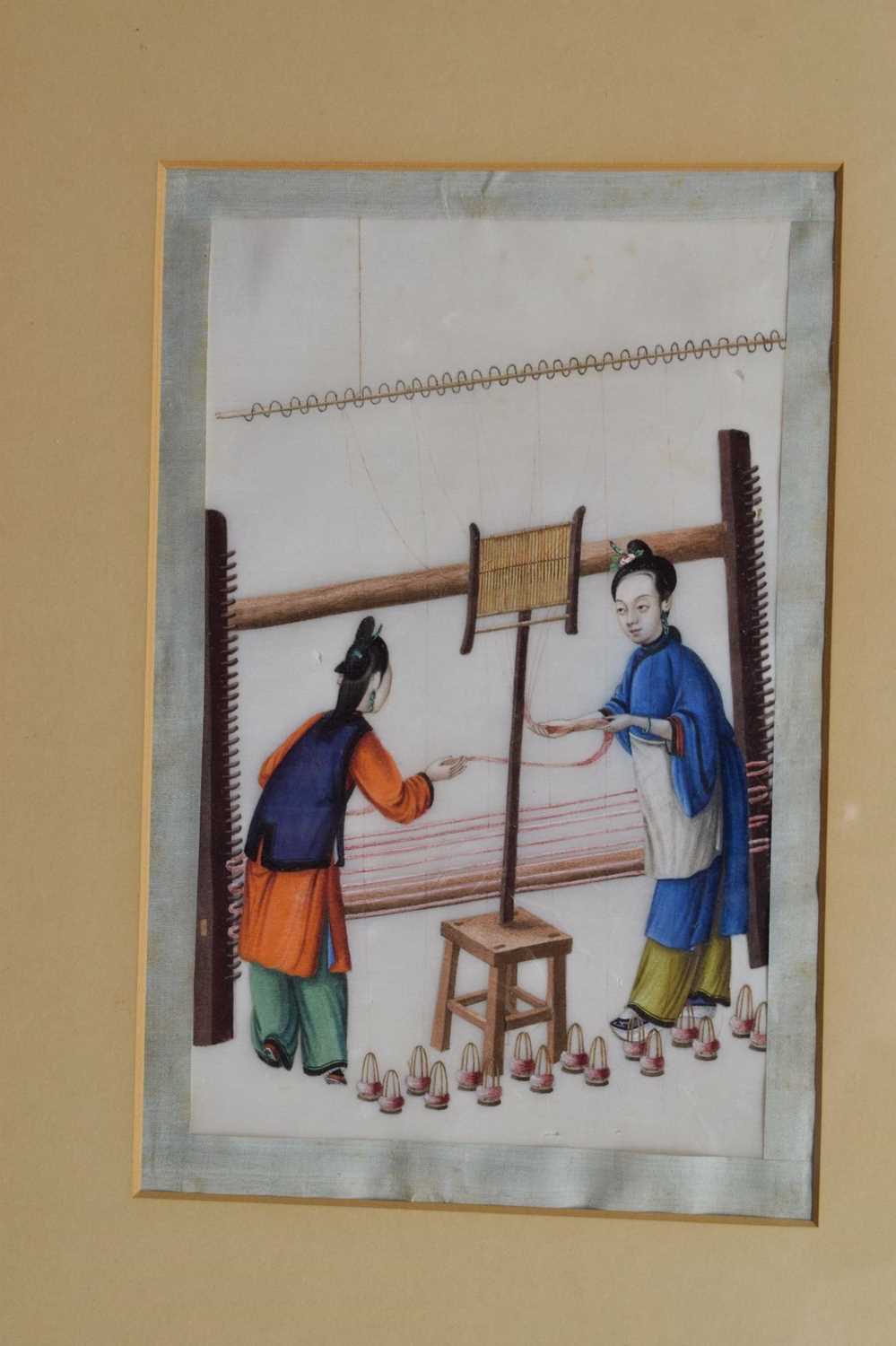 Five 19th century Chinese watercolours on pith paper - Image 32 of 33