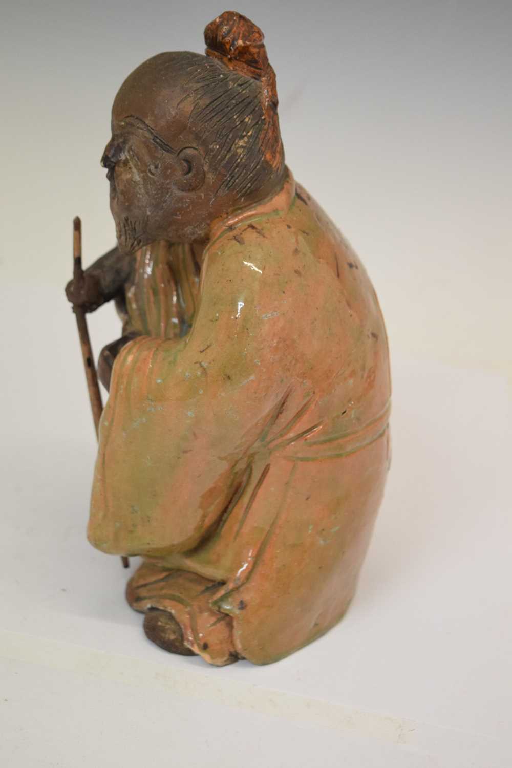 Japanese pottery figure of a gentleman and a resin figure of a boy on buffalo - Image 9 of 12